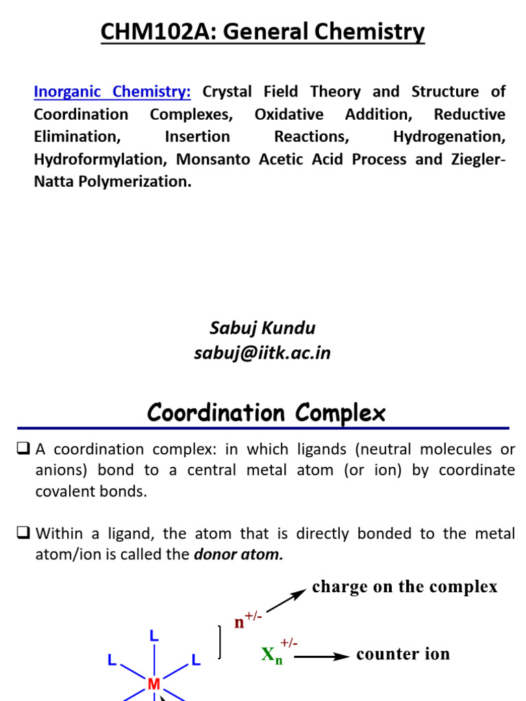 Coordination Complexes and Werner's Theory | PDF | Coordination Complex ...