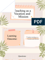 Teaching As A Vocation and As A Mission