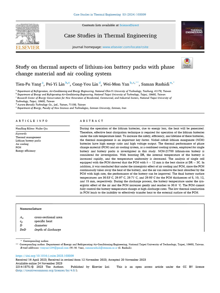 Thermal Management in Lithium Batteries | PDF | Lithium Ion Battery | Heat
