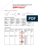 Betriebsanweisung Für Das Praktikum Organische Chemie Für Molbiomed - Aldolreaktion
