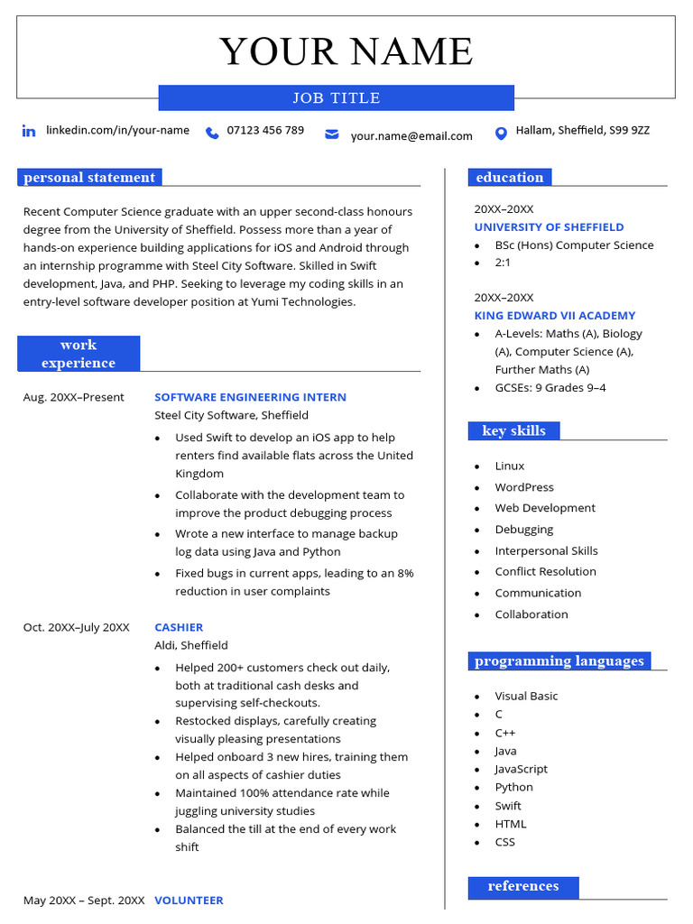 Graduate CV Sample Template Download For Word Wells | PDF | Computer ...