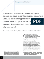 Seismic Evaluation Grouted Splice Sleeve Connections Reinforced Precast Column To Cap Beam Joints in Accelerated Bridge Construction Id