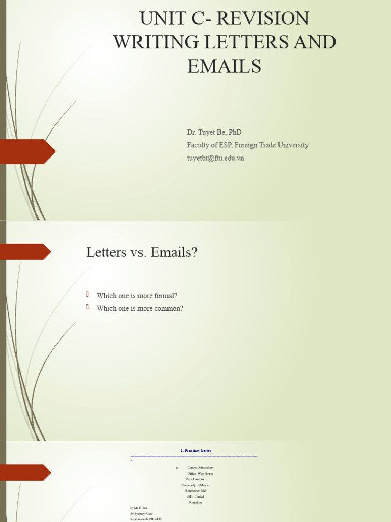 Formal Letter and Email Writing Guide | PDF | Comma