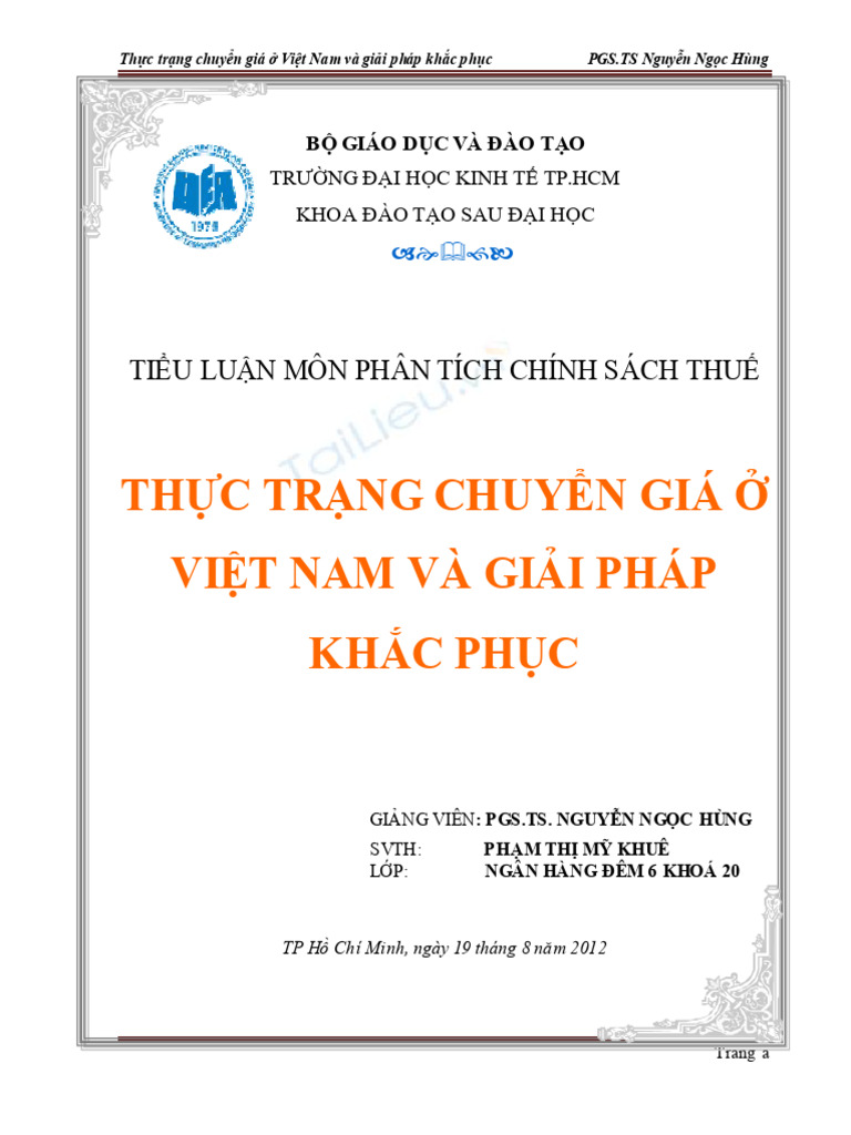 Tieu Luan MN PHN TCH CHNH SCH Thueimgs C Trang Chuyen Gi o Viet | PDF