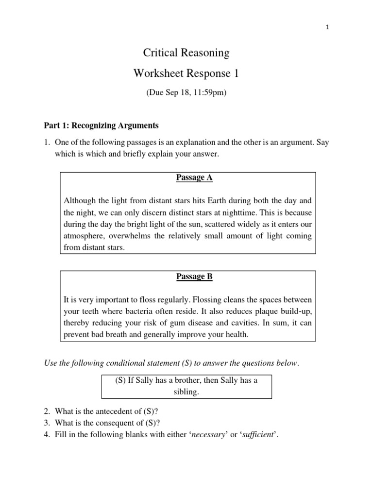 TalkFile - Worksheet Response 1 (Recognizing and Evaluating Arguments ...