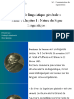 Cours de Linguistique Générale Partie 1 Chapitre 1 Nature Du Signe Linguistique