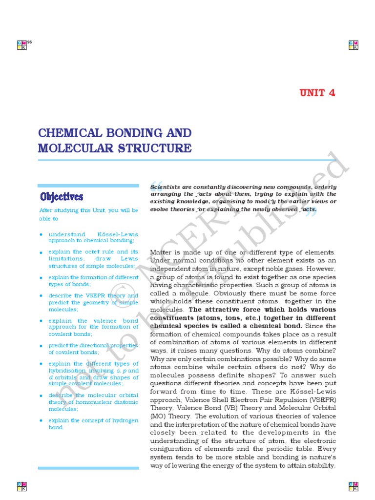Chemical Bonding Ncert  Chemical Bond  Covalent Bond