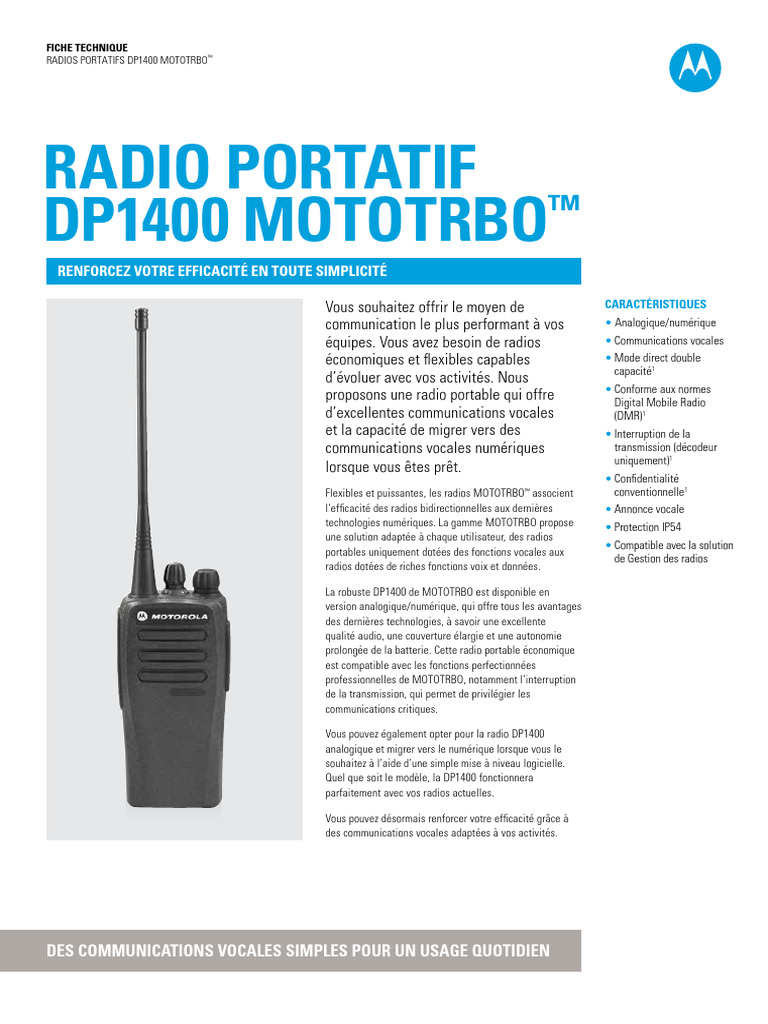 FR Mototrbo dp1400 | PDF | Marque déposée | Électronique