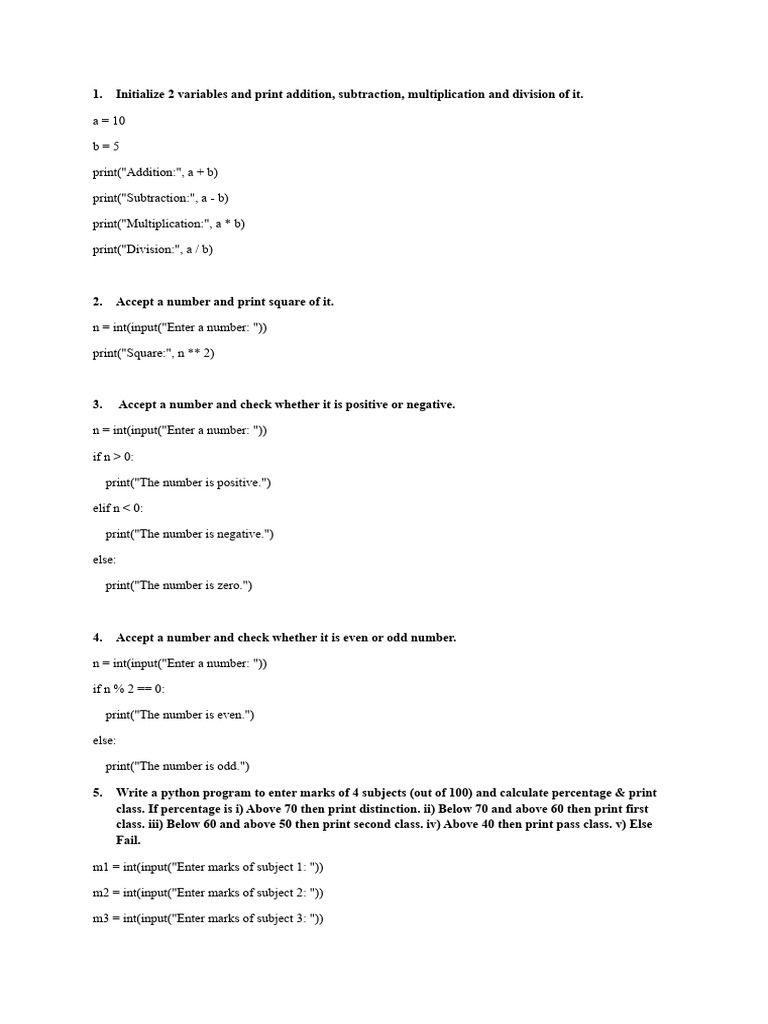 Python Basic Programming Exercises | PDF | Mathematics | Arithmetic