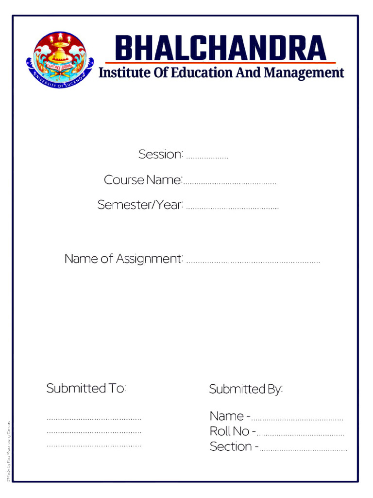 Bhalchandra Institute Assignment Template | PDF