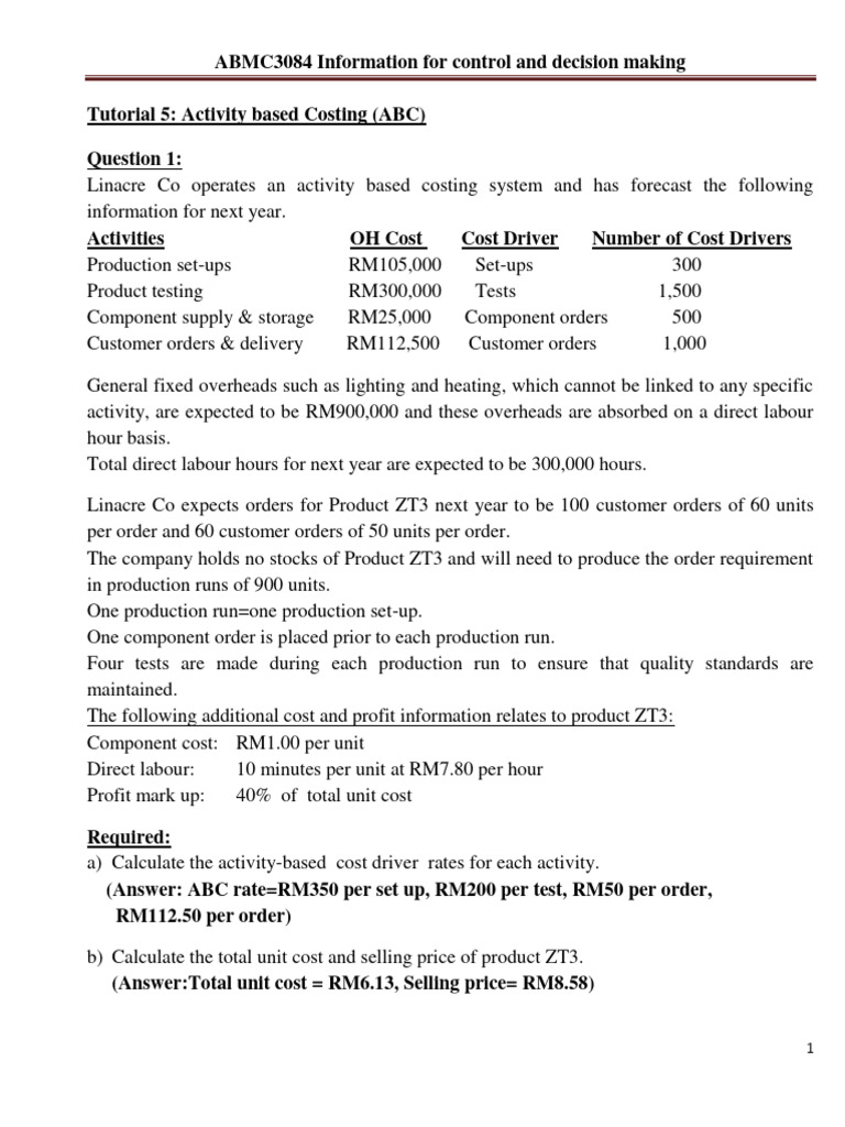 Tut 5 | PDF | Management Accounting | Financial Economics