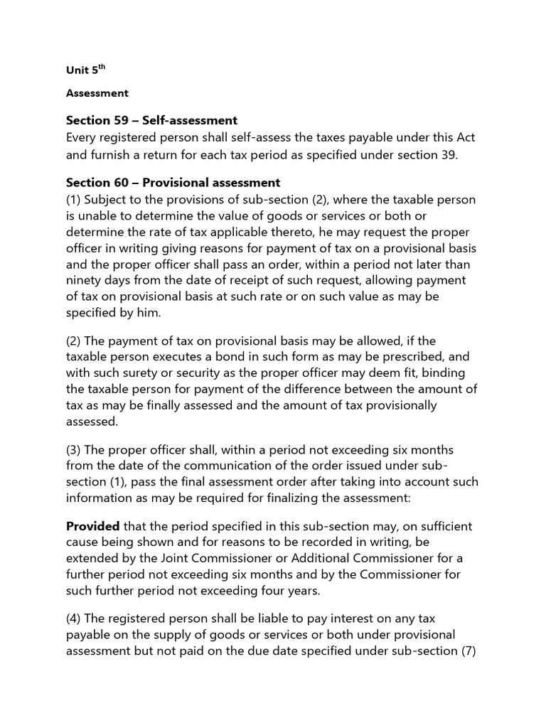 Taxation Unit 5th Material Related To Taxation Law Pdf Judge