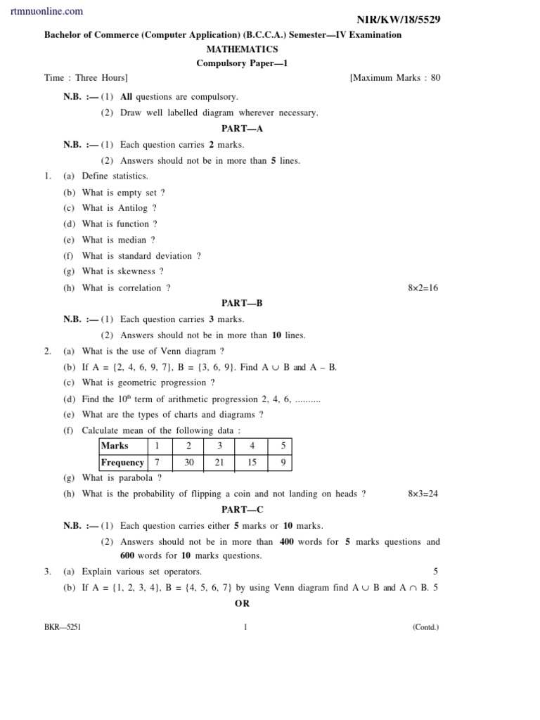 B.Com Mathematics Exam Paper - Semester IV | PDF | Mathematics