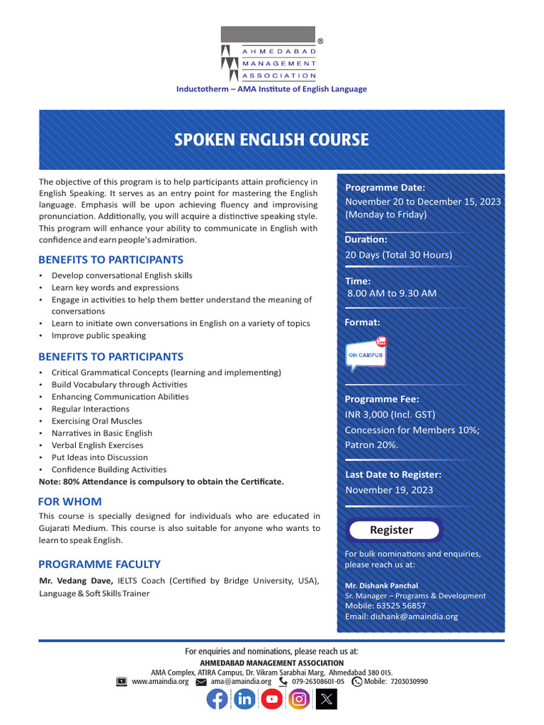 British Institute Spoken English Course Fees