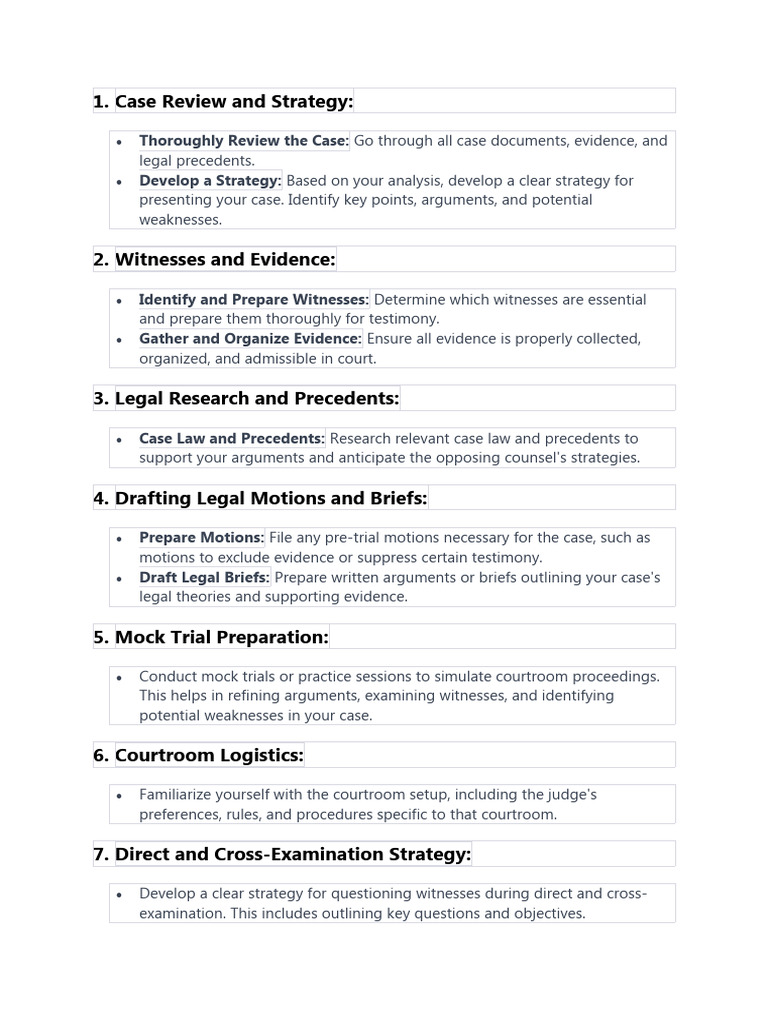Trial Preparation Check Lists Chat Gtp Pdf Brief Law Trials