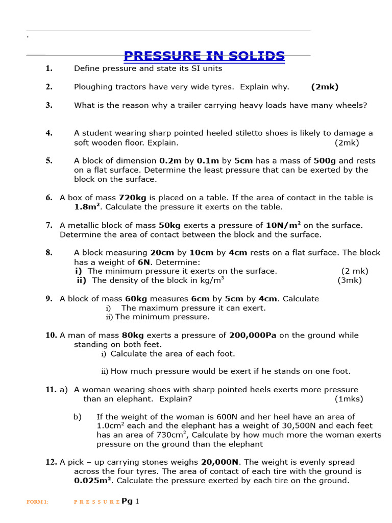 1 2 Pressure Pdf Pressure Pressure Measurement