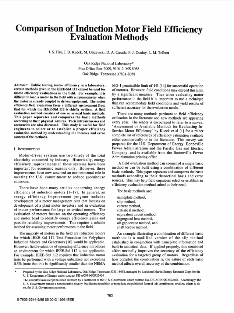 Induction Motor Efficiency Evaluation Methods | PDF | Electric Motor ...