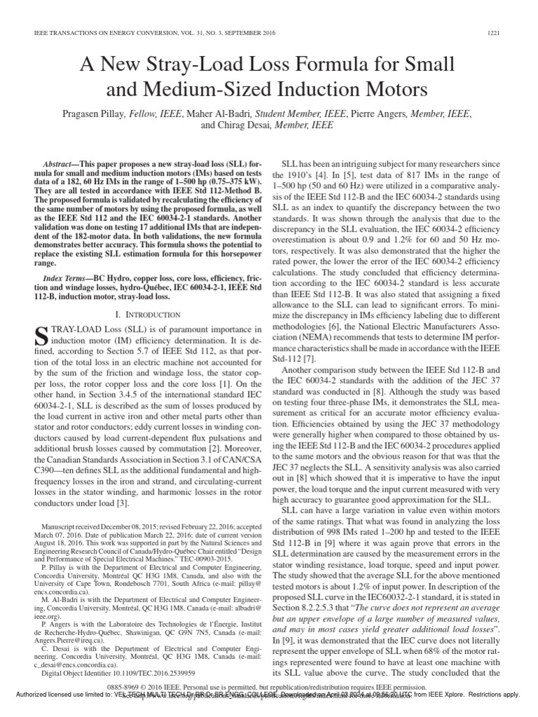 New Stray-Load Loss Formula for Induction Motors | PDF | Accuracy And ...