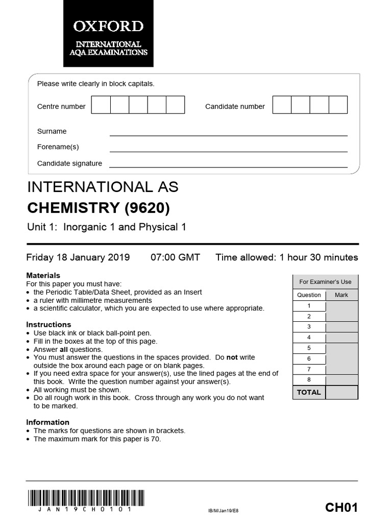 AQA Chemistry Paper 1 Jan 2019 | PDF | Time Of Flight Mass Spectrometry ...