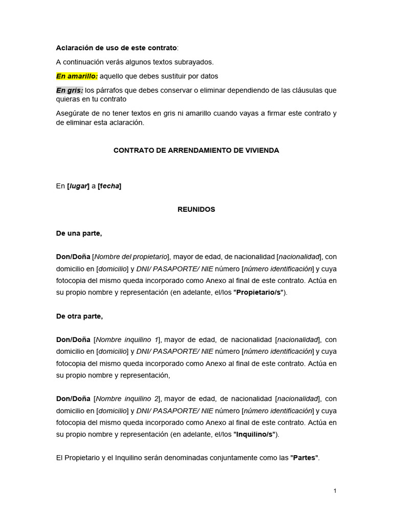 Modelo de Contrato Alquiler con Opción a Compra | PDF | Índice de ...