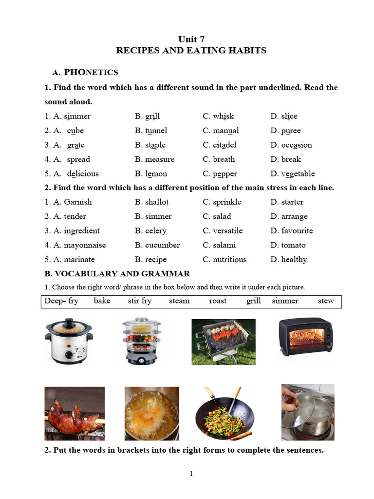 Unit 7 Pdf Meal Lunch