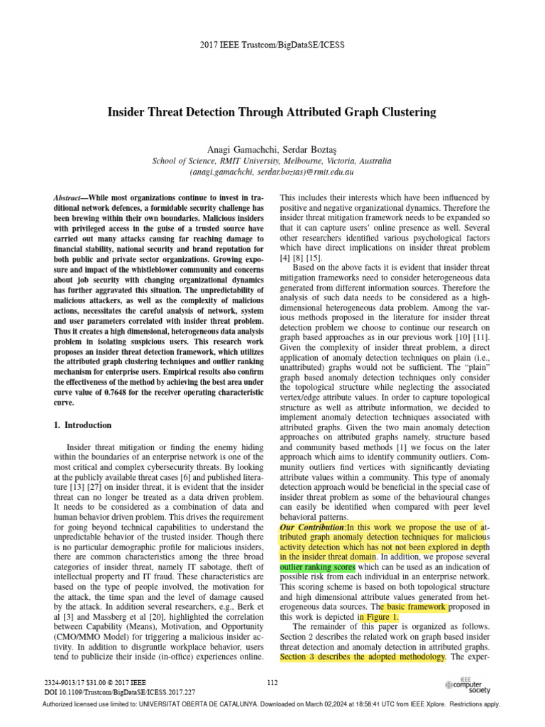 Insider Threat Detection via Graph Clustering | PDF | Receiver ...