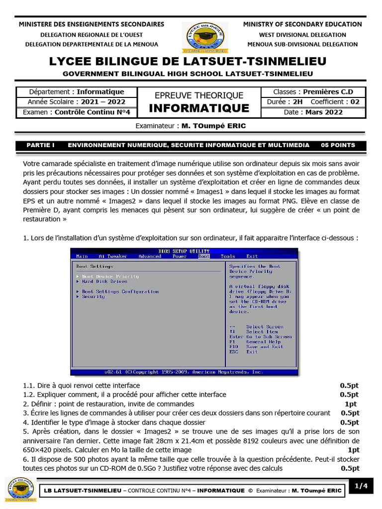Contrôle Continu Informatique 2022 | PDF | Bases de données | Informatique
