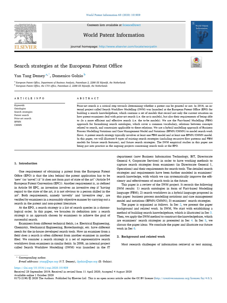 Search Strategies at The European Patent Office PDF