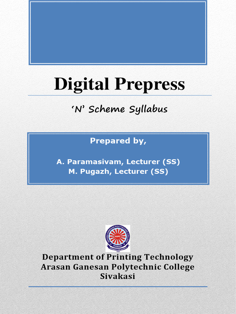 Digital Prepress Syllabus Overview | PDF | Image Scanner | Camera