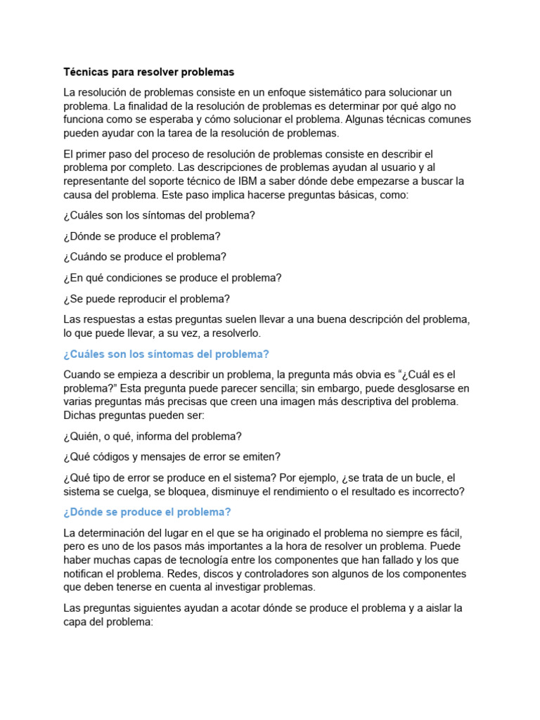 Técnicas Efectivas para Resolver Problemas | PDF | Software | Sistema ...