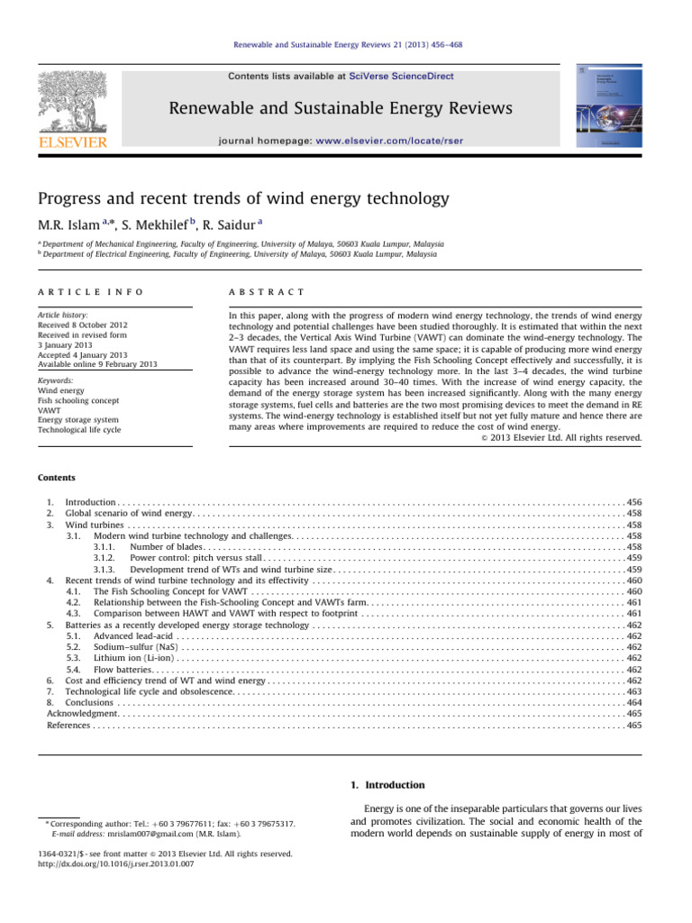 Trends in Wind Energy Technology | PDF | Wind Turbine | Wind Power
