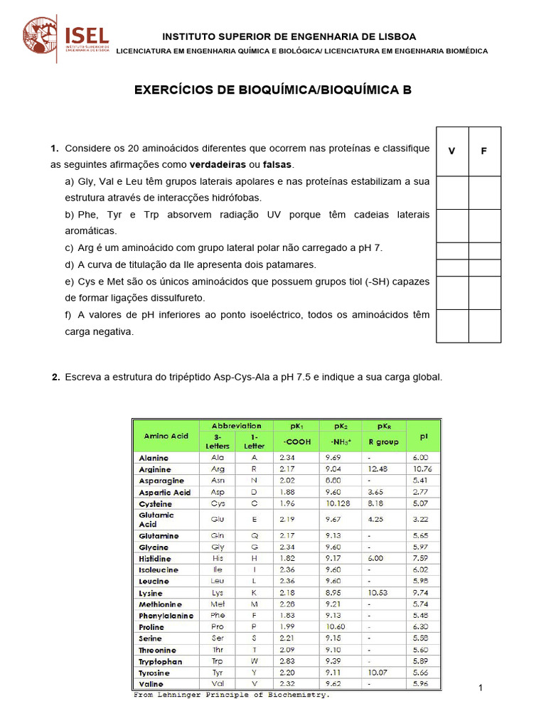 Exercícios de Bioquímica e Cinética Enzimática | PDF | Proteínas | Enzima