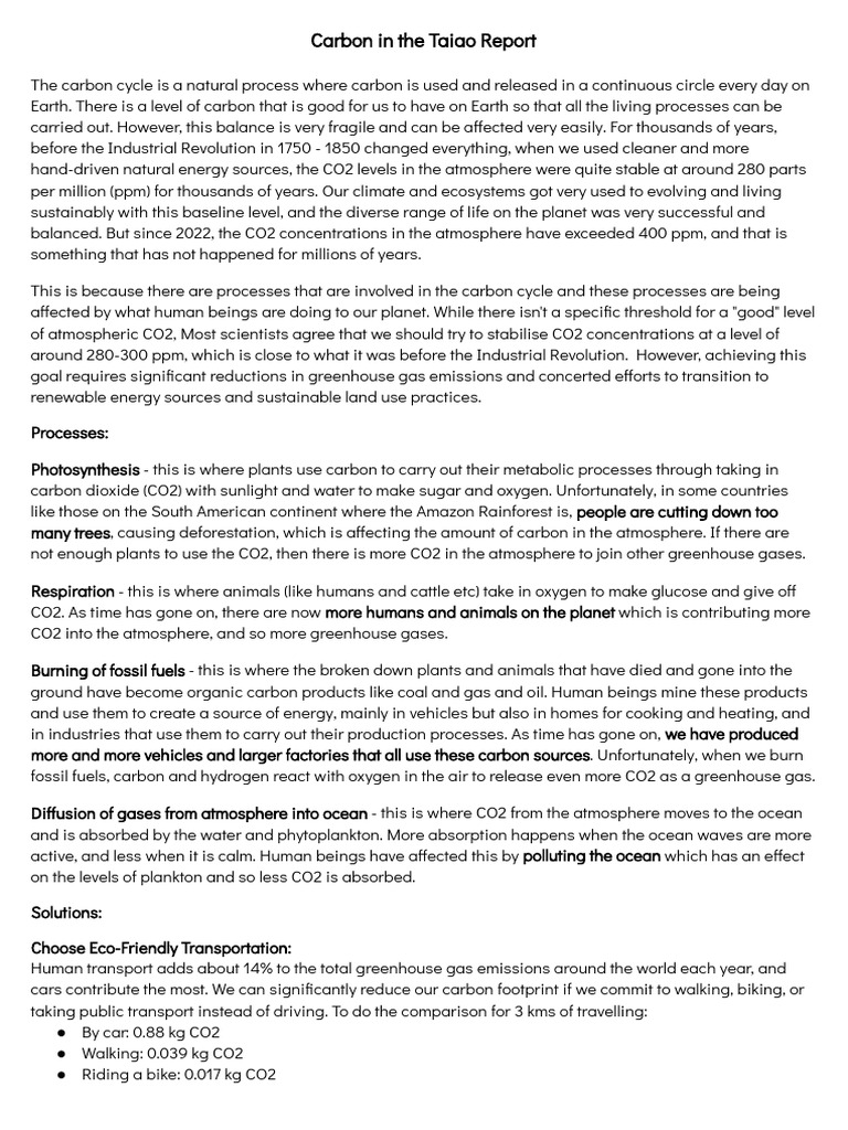 Human Impact on the Carbon Cycle | PDF | Sustainable Energy | Carbon ...