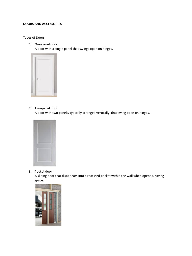 Types of Doors, Windows, and Accessories | PDF | Window | Door