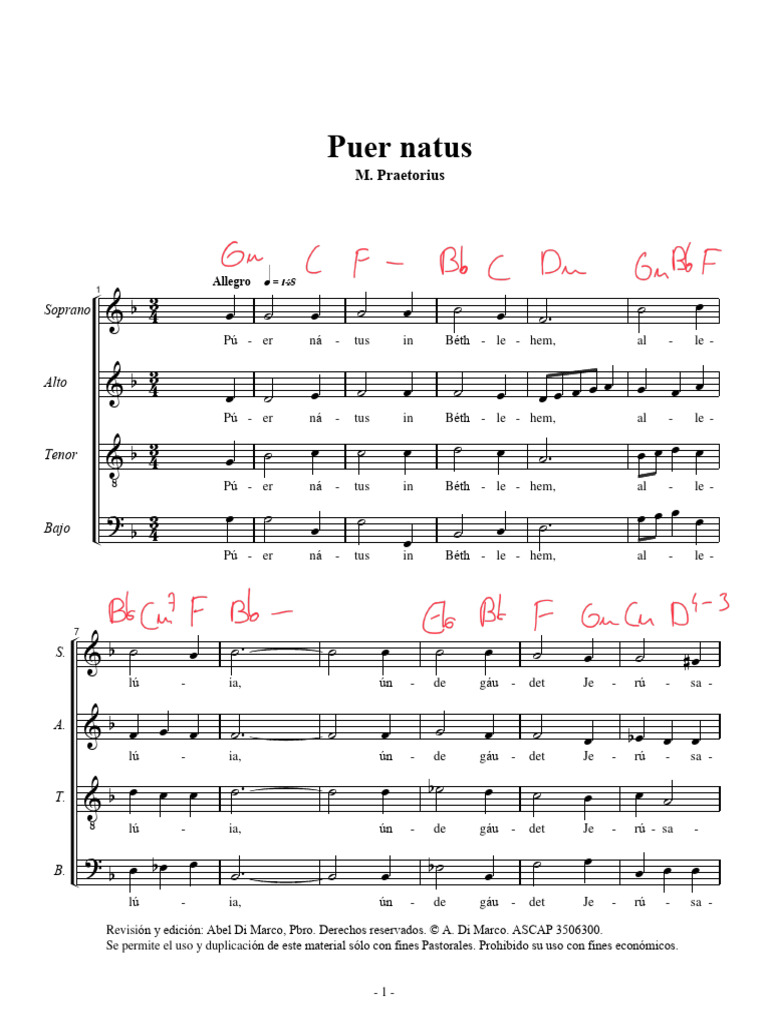 Puer Natus Est Nobis - M. Praetorius | PDF