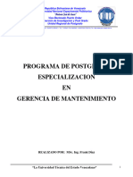 Pensum de la especializacion gerencia del mantenimiento