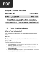 Discrete Structure Proof Techniques (Proof by Induction, Contraposition, Contradiction, Implication)