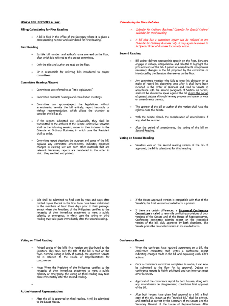 How A Bill Becomes A Law | PDF | Bill (Law) | United States House Of ...