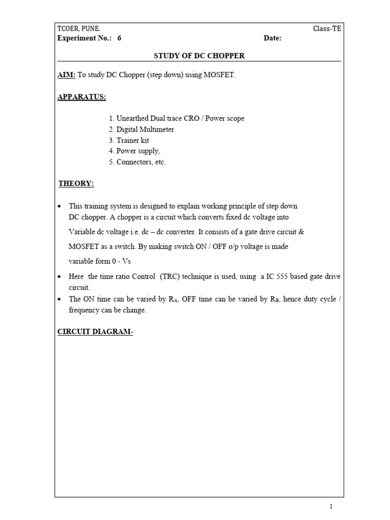 Expt No 6-DC Chopper | PDF | Technology & Engineering
