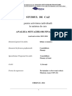 Studiul de Caz La ANALIZA SITUAȚIILOR FINANCIARE - CONfr - 2024