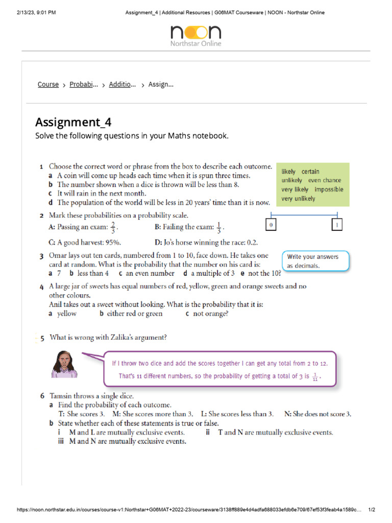 Assignment - 4 Probability | PDF | Teaching Methods & Materials | Computers