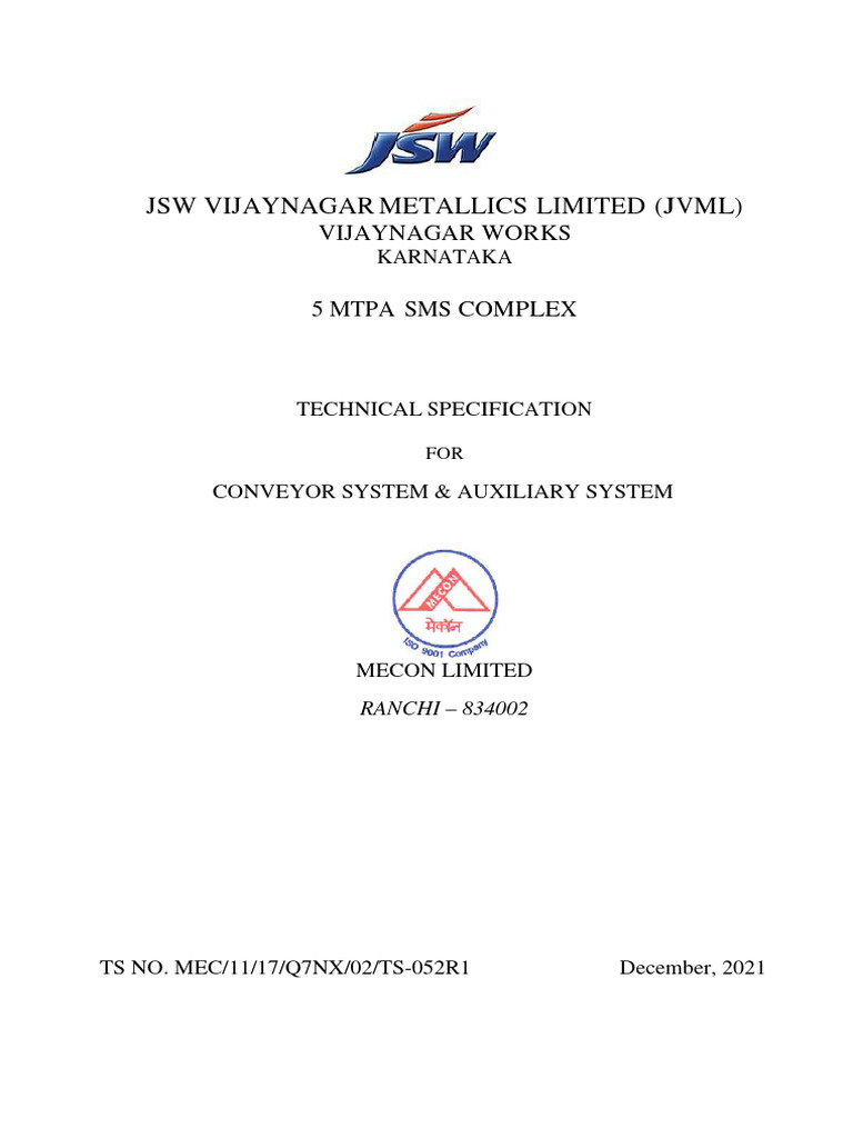 JVML Sms Ts Belt Conv System r1 | PDF | Belt (Mechanical) | Bearing ...