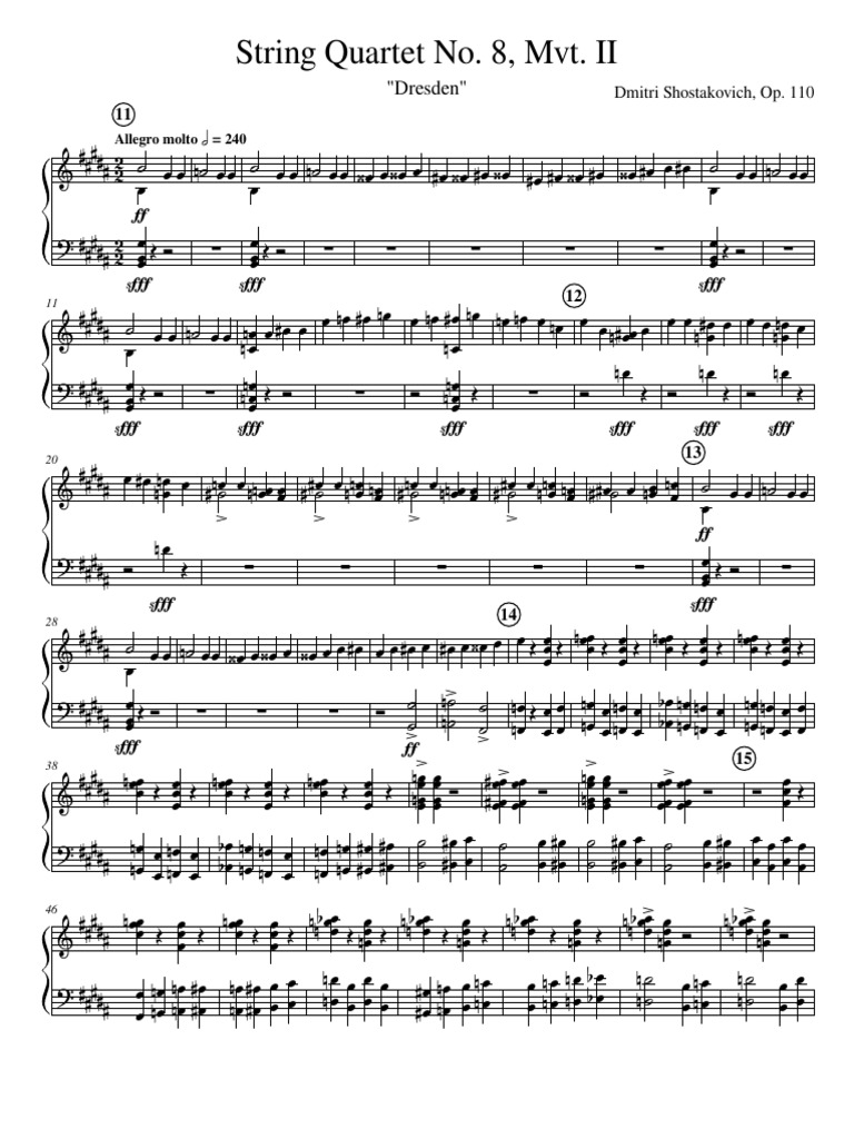Shostakovich String Quartet No. 8, Mvt. II | PDF | Musical Compositions ...