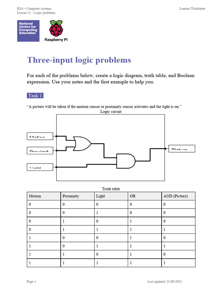 A2 Worksheet – Three input logic problems | PDF | Logic Gate | Boolean ...