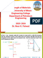 Strength of Materials The University of Misan Engineering College Department of Petroleum Engineering 2023-2024 Dr. Noor K. Faheed