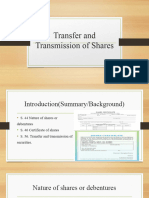 Transfer and Transmission of Shares