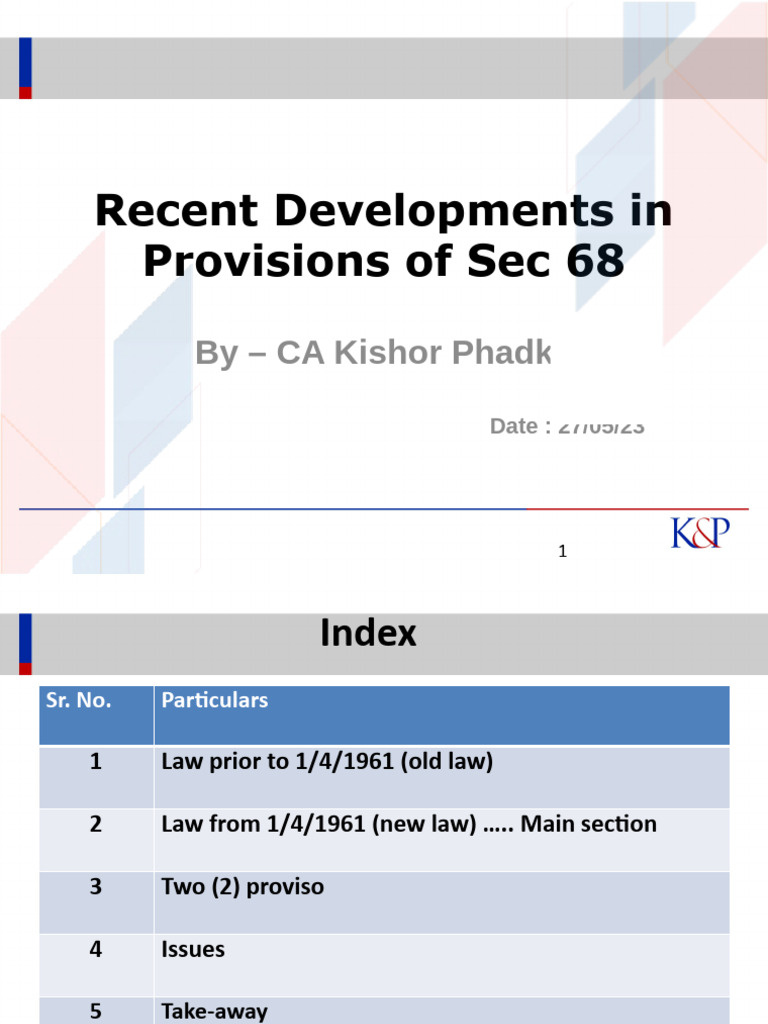 Section 68 Tax Provisions Explained | PDF | Burden Of Proof (Law) | Debt