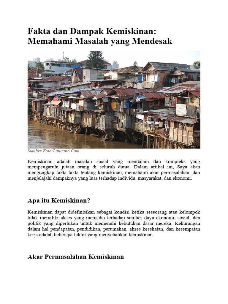 Fakta Dan Dampak Kemiskinan | PDF | Politik | Ilmu Sosial
