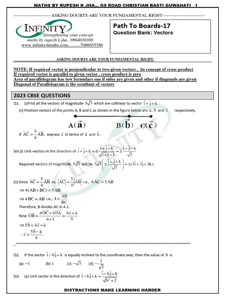 Vector Concepts and CBSE Questions | PDF | Euclidean Vector | Classical ...