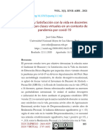 Burnout y Satisfacción Con La Vida en Docentes Que Realizan Clases Virtuales en Un Contexto de Pandemia Por Covid-19